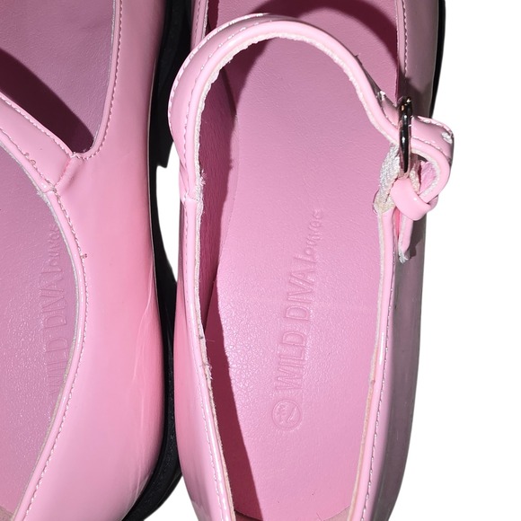 Wild Diva Platform Mary Jane Shoes Pink Patent Chunky Heel Buckle Strap Sz 7.5 - Picture 6 of 10